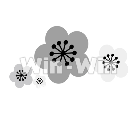 桃の花のシルエット素材 W-026168