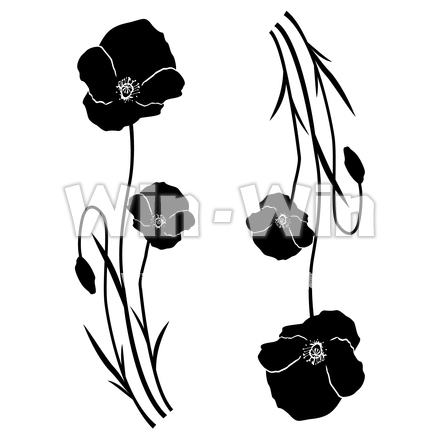 ヒナゲシのシルエット素材 W-027459