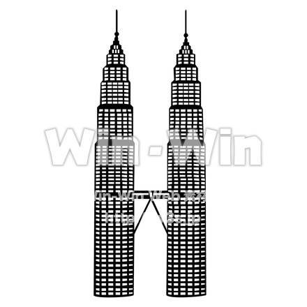 ペトロナスツインタワーのシルエット素材 W-027143