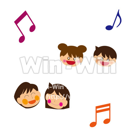 音符と子供達のイラストのCG・イラスト素材 W-027111