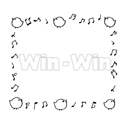ひよこと音符のシルエット素材 W-027383