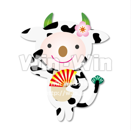 お正月の丑のCG・イラスト素材 W-027513