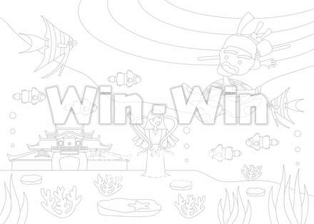 ぬり絵 (浦島太郎)のCG・イラスト素材 W-027959