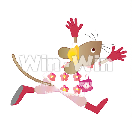 つかまえようと走るねずみさん。のCG・イラスト素材 W-026392