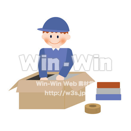 引越業者（荷造り）のCG・イラスト素材 W-026546
