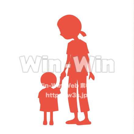 お姉さんと手をつなぐのシルエット素材 W-026413