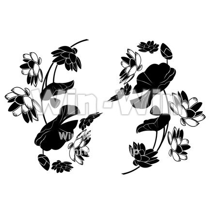 スイレン花輪のシルエット素材 W-026283