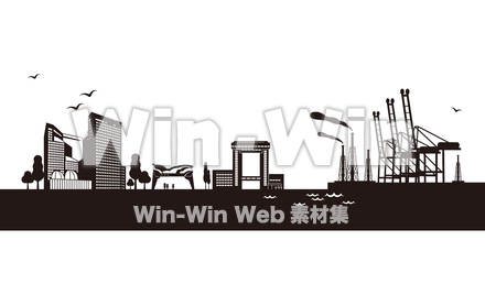 川崎区の街並みのシルエット素材 W-026944
