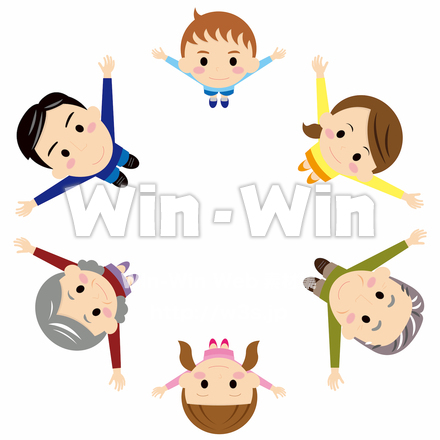 3世代家族 上からアングルのCG・イラスト素材 W-027854