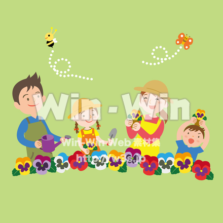 花植え家族のCG・イラスト素材 W-026729