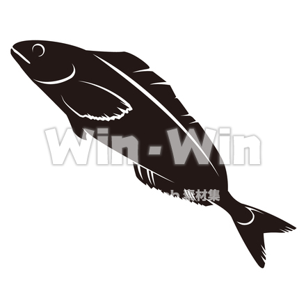 ほっけのシルエット素材 W-026896