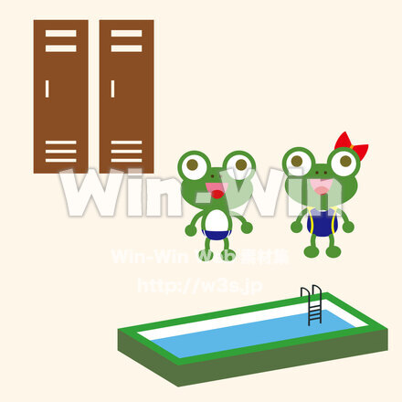 泳ぎにきたカエルのCG・イラスト素材 W-027027