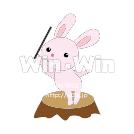 指揮を執るウサギのCG・イラスト素材 W-027864