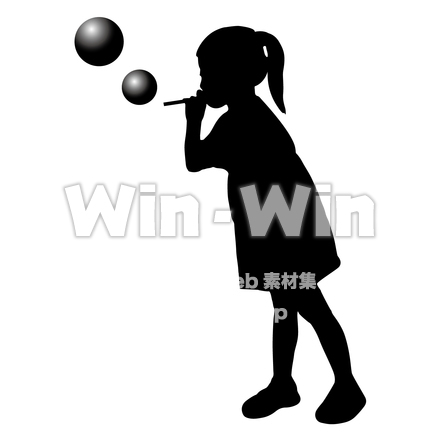女の子とシャボン玉のシルエット素材 W-026615