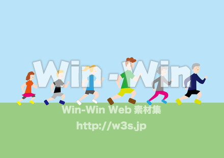 ランニングをする家族のCG・イラスト素材 W-026629