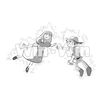 ピーターパンとウェンディのシルエット素材 W-026027