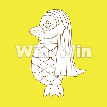 アマビエの塗絵のCG・イラスト素材 W-027042