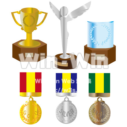トロフィー、メダルのCG・イラスト素材 W-026482