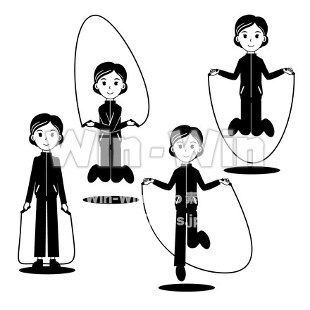 縄跳びのシルエット素材 W-027399