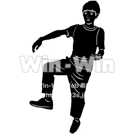 片足立ちをする男性のシルエット素材 W-026969