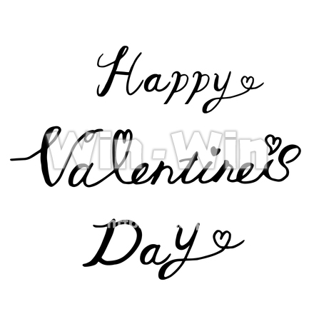 Happy Valentine's Dayのシルエット素材 W-027608