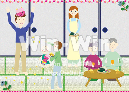 オリジナル家族_節分のCG・イラスト素材 W-027035