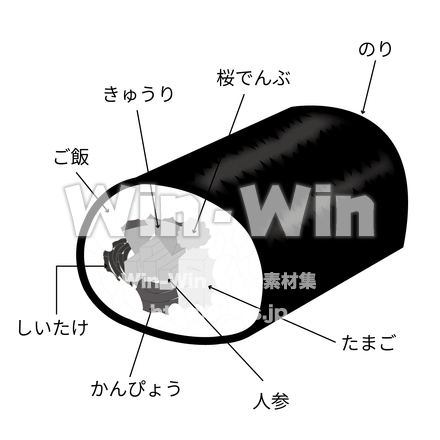 太巻き寿司のシルエット素材 W-027855