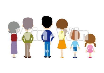 ３世代家族の後ろ姿のCG・イラスト素材 W-026795