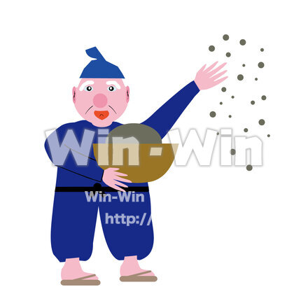 「日本昔話、花咲か爺さん」ぬり絵課題、主人公のCG・イラスト素材 W-027917