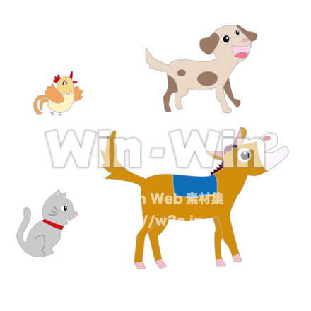 ブレーメンの音楽隊の動物のCG・イラスト素材 W-027863