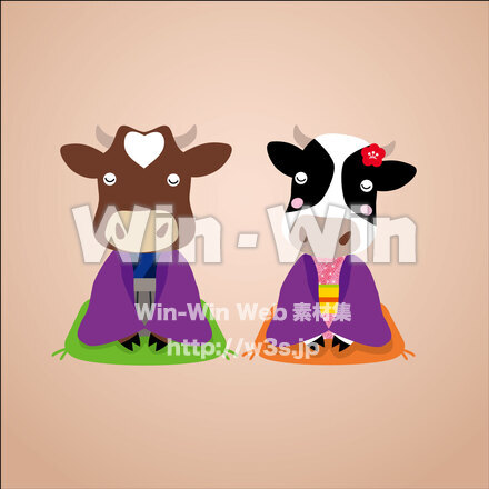 牛の夫婦のCG・イラスト素材 W-027466