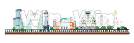 大阪街ブラシのCG・イラスト素材 W-027209