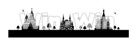 モスクワ／赤の広場のシルエット素材 W-027391