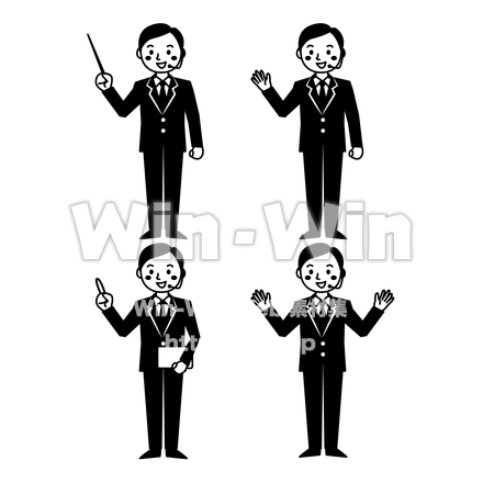 プレゼンをする男性のシルエット素材 W-027594