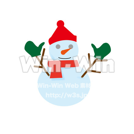 赤いマフラーの雪だるまのCG・イラスト素材 W-026888