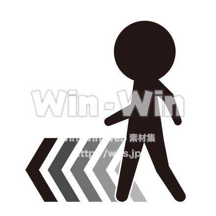 横向き歩行移動のアイコンのシルエット素材 W-026979