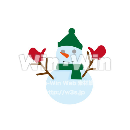 緑のマフラーをした雪だるまのCG・イラスト素材 W-026889