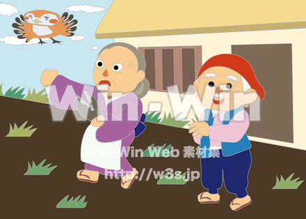 舌切りすずめのぬりえ色見本のCG・イラスト素材 W-027891