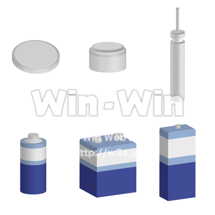 色々な形の電池のCG・イラスト素材 W-026666