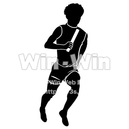 リレーをする少年のシルエット素材 W-027361