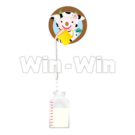 牛乳を注ぐ牛のCG・イラスト素材 W-027512