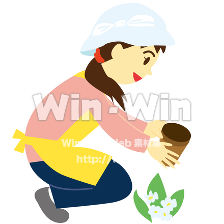 花を植える人のCG・イラスト素材 W-026867