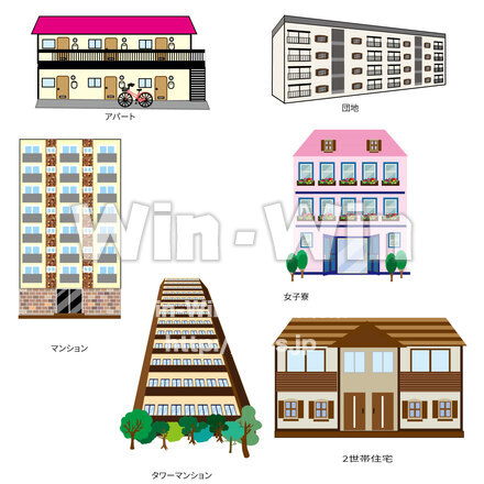 集合住宅6種のCG・イラスト素材 W-026792