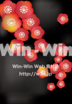 梅と黒色の背景のCG・イラスト素材 W-026568