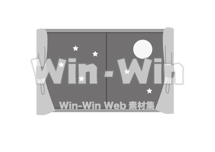 満月の夜の窓のシルエット素材 W-027372