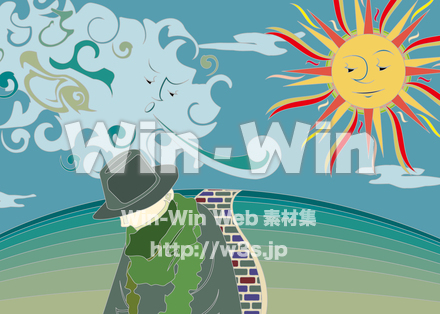 北風と太陽の塗り絵_カラーのCG・イラスト素材 W-027818