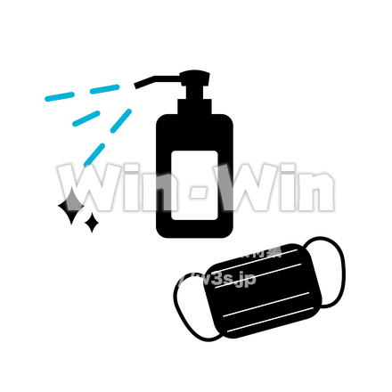 消毒液とマスクのイラストのCG・イラスト素材 W-027136