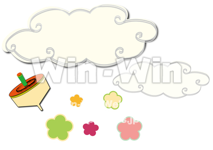 雲／独楽／梅の花のCG・イラスト素材 W-026226