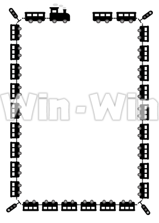 A4フレームのシルエット素材 W-026307