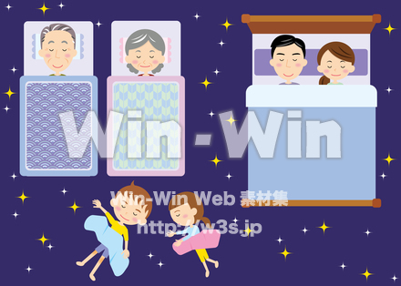 Coa指定3世代家族_寝るのCG・イラスト素材 W-027036